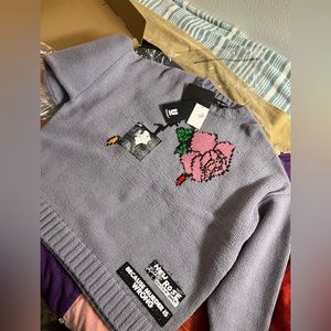 Undercover
rose-intarsia wool jumper